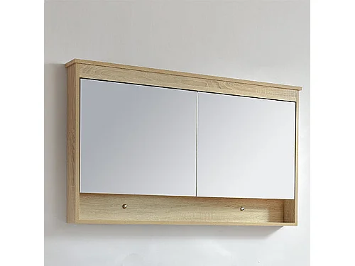 Armoire de toilette bloc-miroir 120 cm TYPO finition mélaminé chêne 114 cm