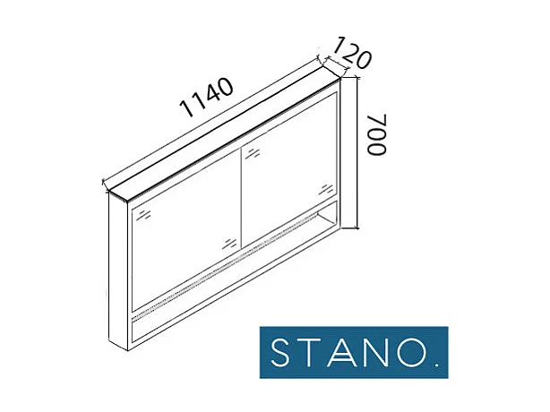 Armoire de toilette bloc-miroir 120 cm TYPO finition mélaminé chêne 114 cm