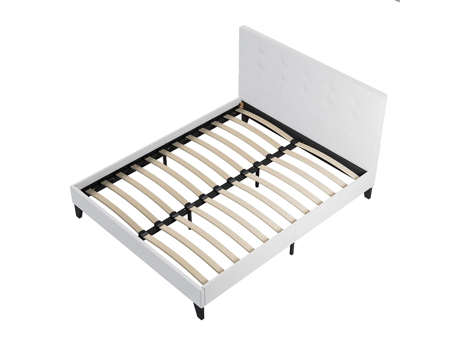 Ensemble matelas + lit 160x200 cm, matelas 30cm ressorts ensachés + mémoire de forme, lit à tête de lit capitonnée similicuir blanc