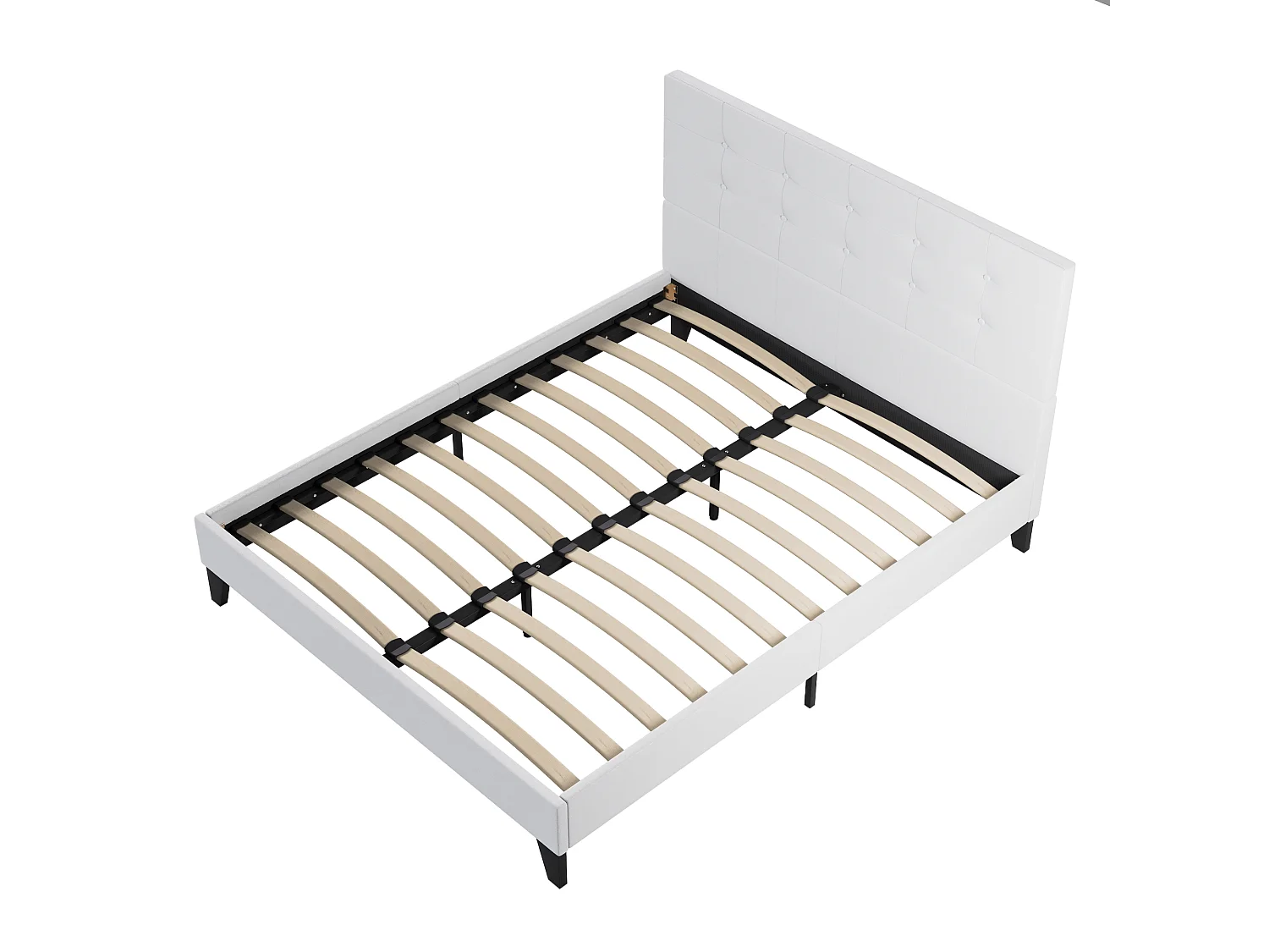 Ensemble matelas + lit 160x200 cm, matelas 30cm ressorts ensachés + mémoire de forme, lit à tête de lit capitonnée similicuir blanc