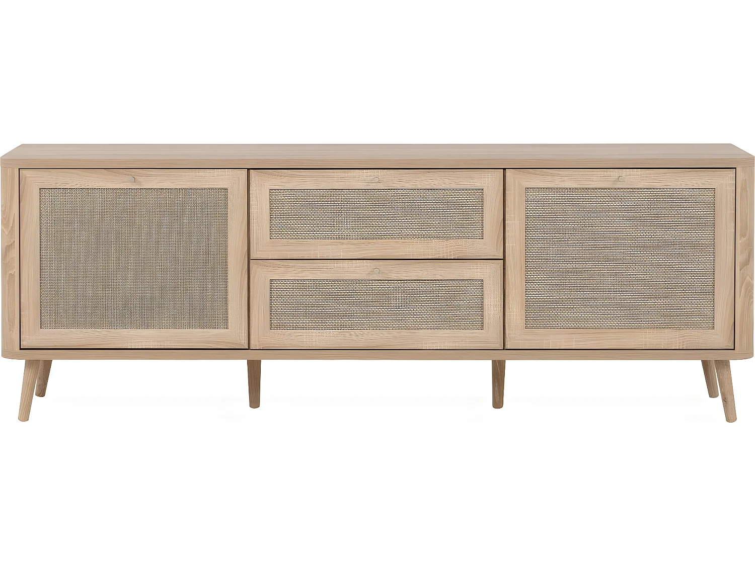 Meuble TV cannage et effet bois 175 cm - Padang