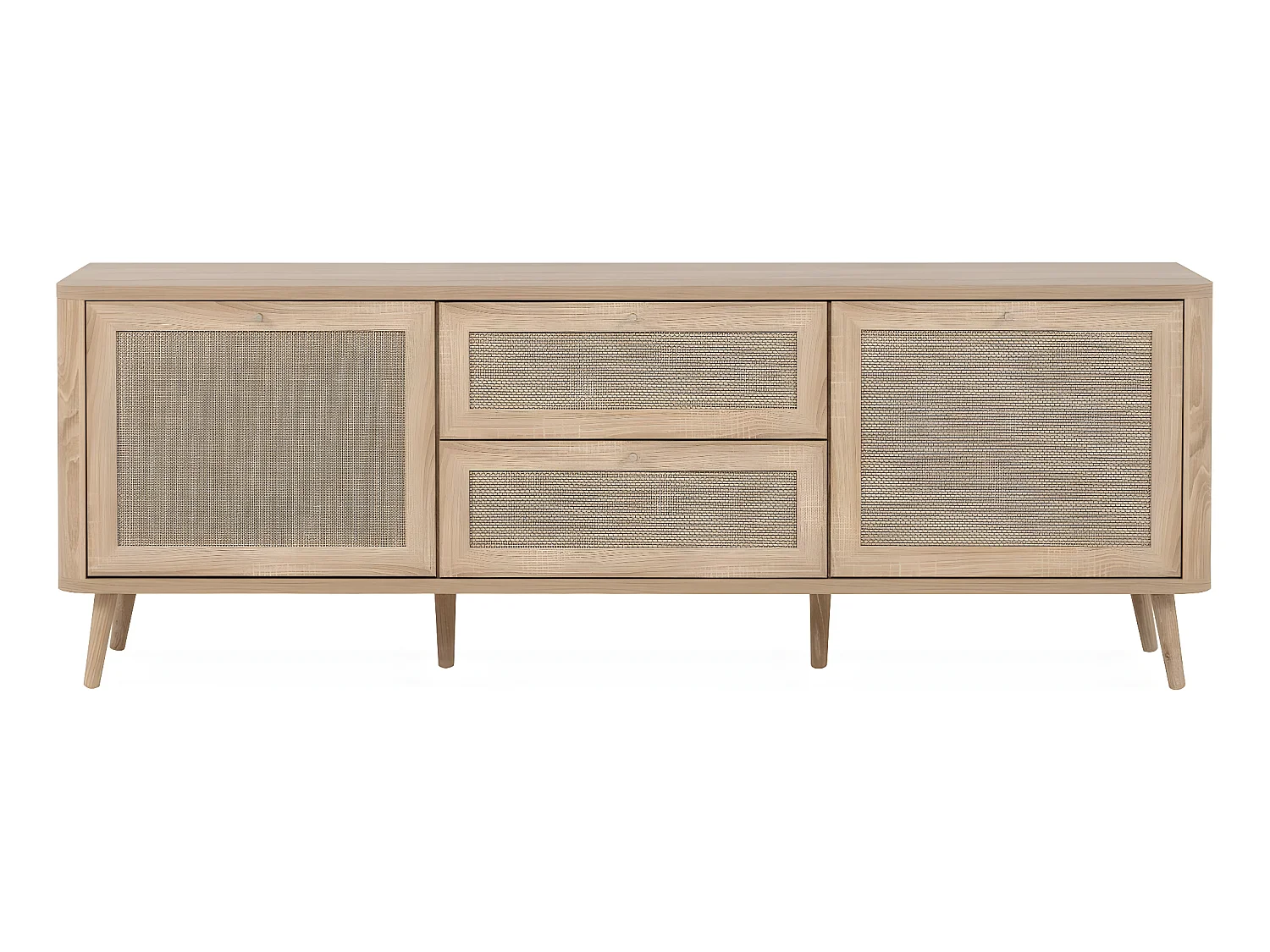 Meuble TV cannage et effet bois 175 cm - Padang