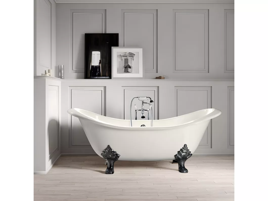 Kauf Unique Vasca da bagno freestanding in ghisa con piedini KINGSTON bianca 168 cm Piedini cromati