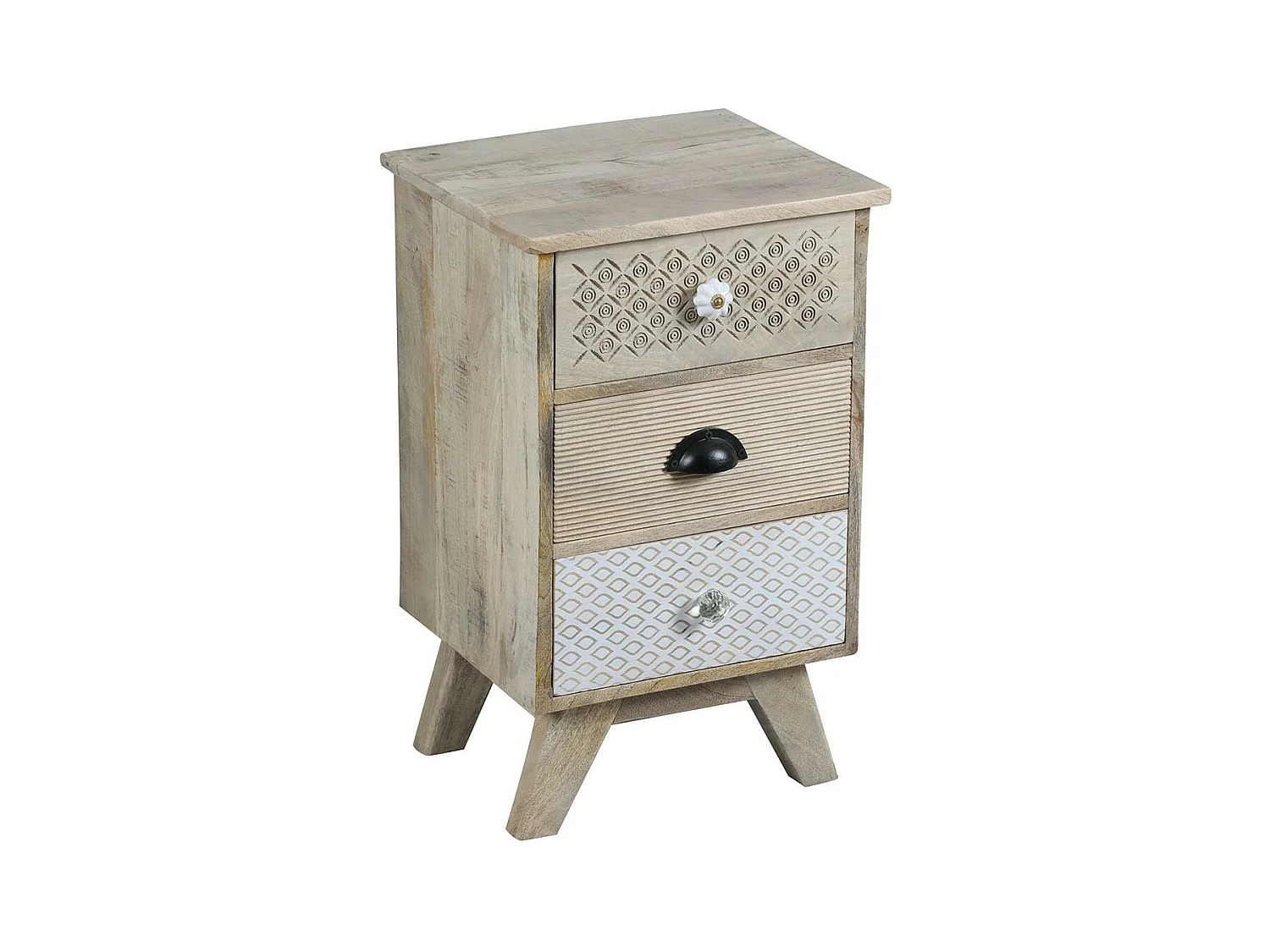 TROMSO - Chevet 3 Tiroirs en Manguier Massif Clair