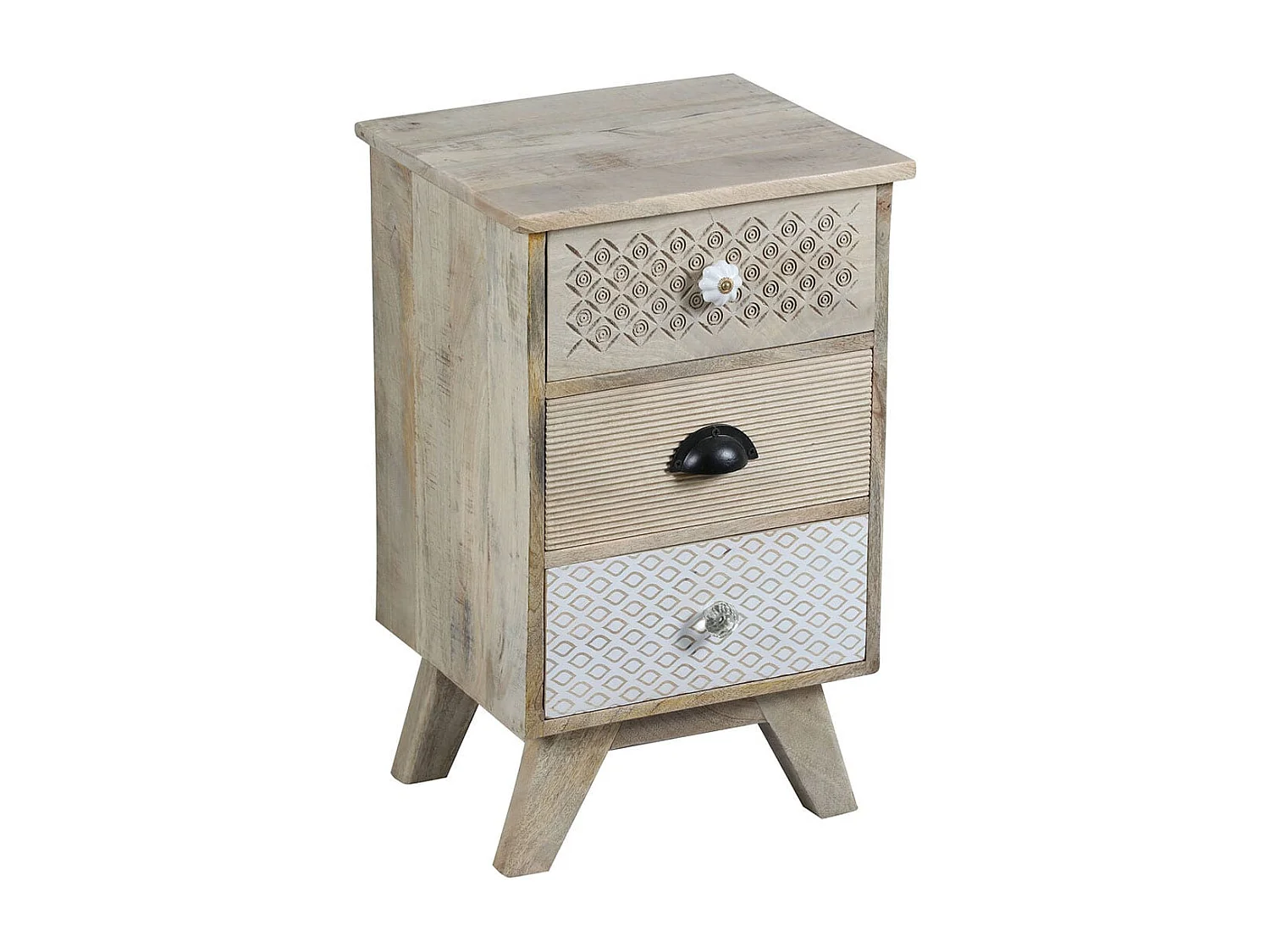 TROMSO - Chevet 3 Tiroirs en Manguier Massif Clair