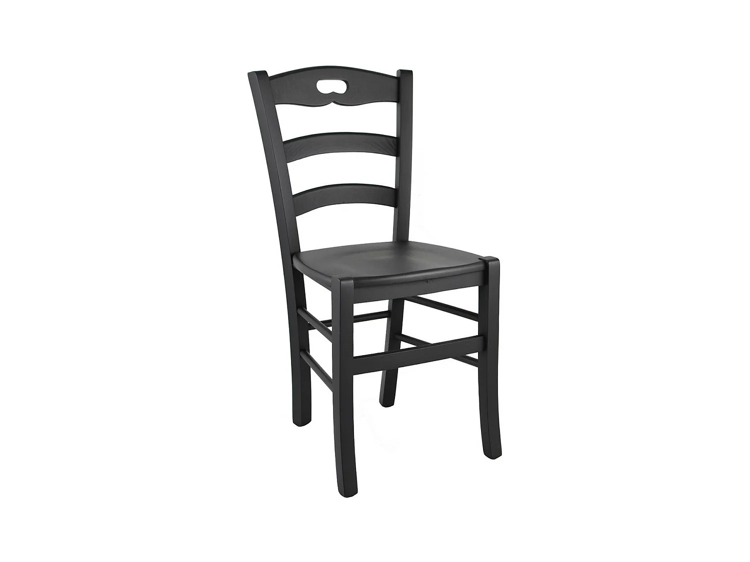 SUZY - Lot de 4 Chaises Laquées Noir et Assises en Bois