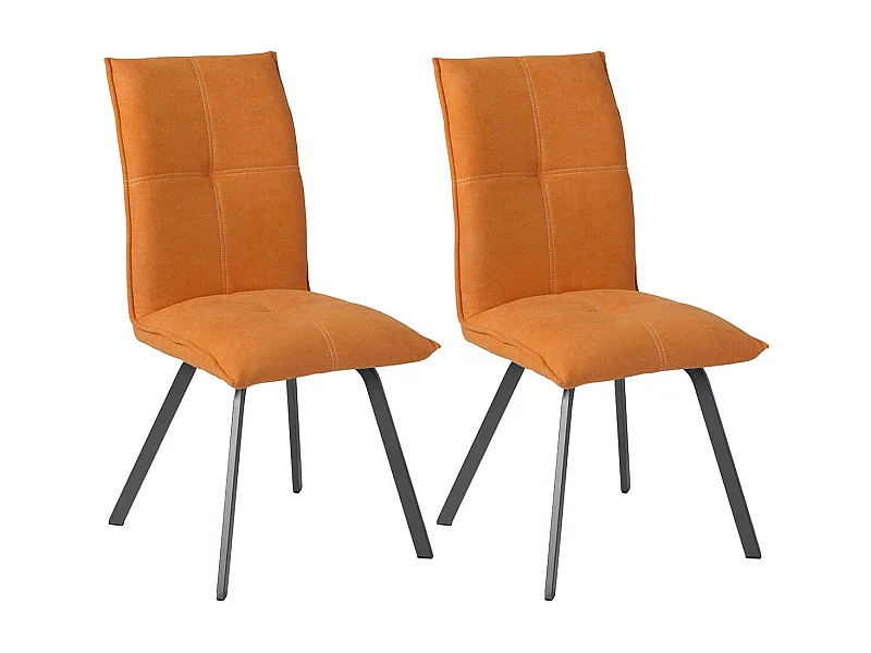 BISPO - Lot de 2 Chaises Tissu Coloris Orange