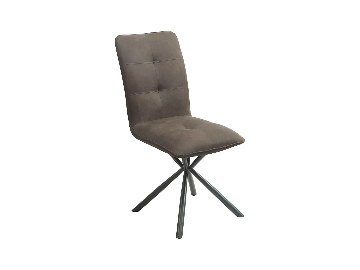 ECCLA - Lot de 4 Chaises Matelassées Marron Piètement Etoile