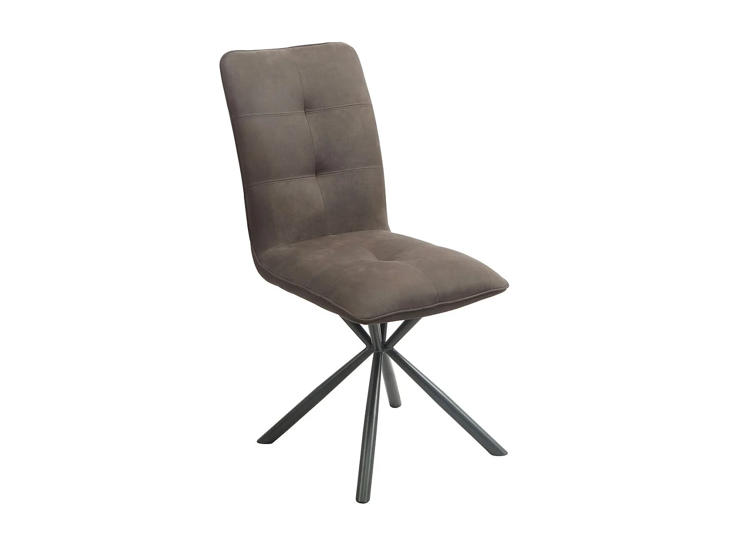 ECCLA - Lot de 4 Chaises Matelassées Marron Piètement Etoile