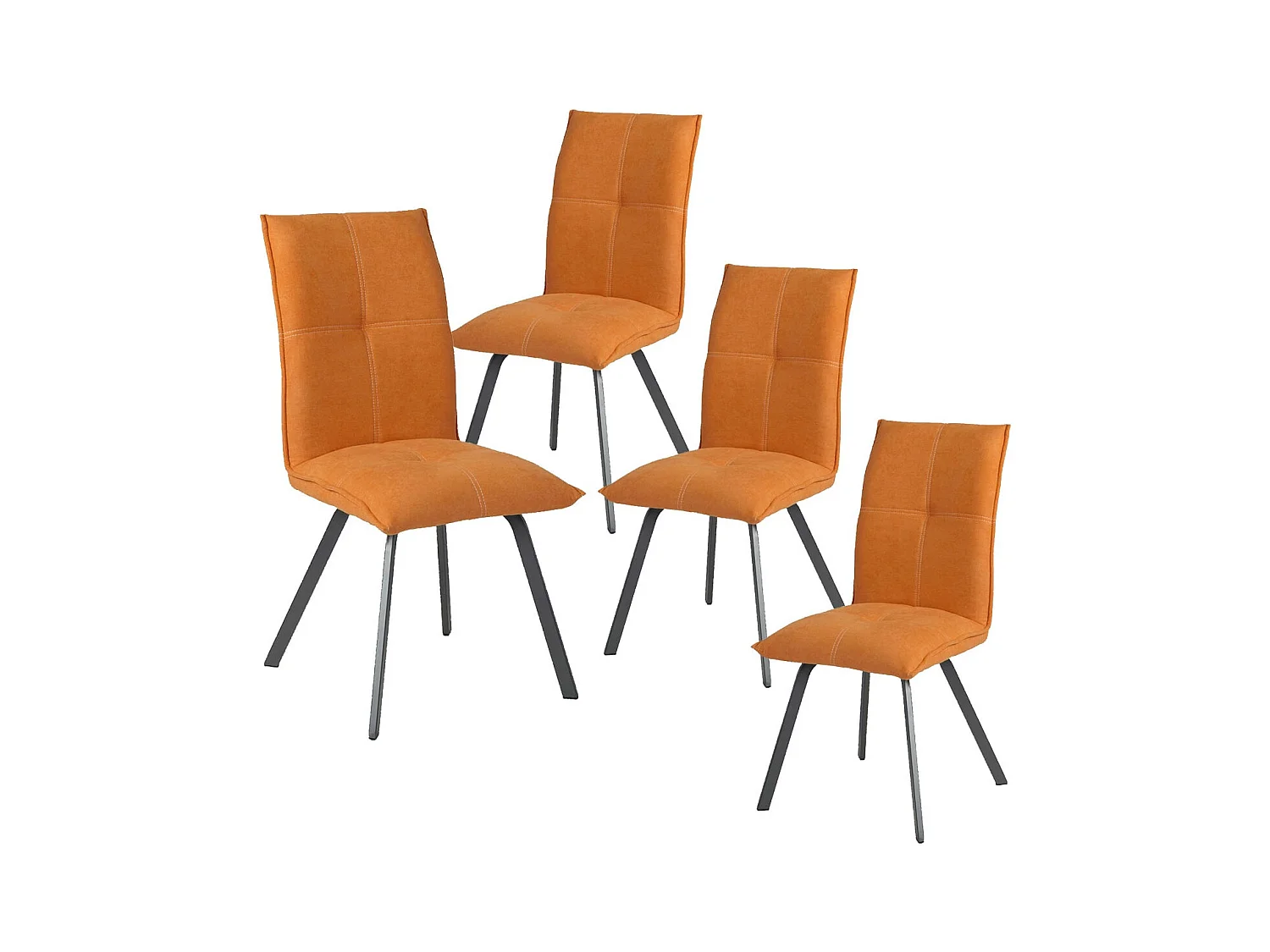 BISPO - Lot de 4 Chaises Tissu Coloris Orange
