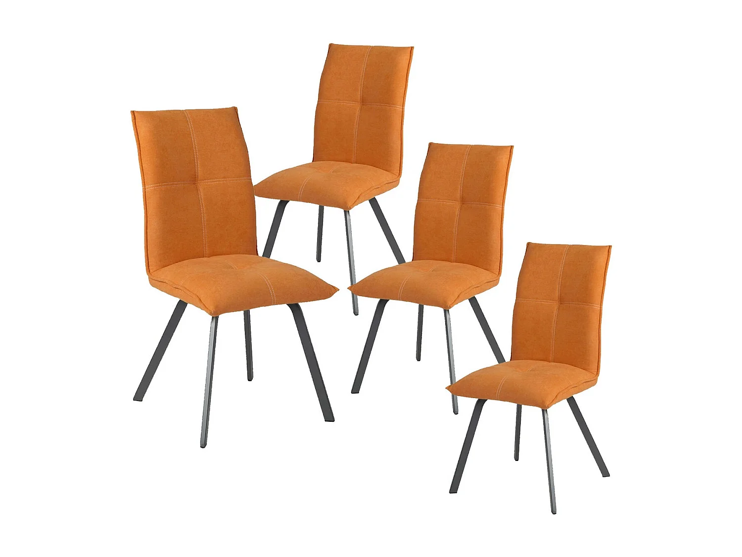 BISPO - Lot de 4 Chaises Tissu Coloris Orange