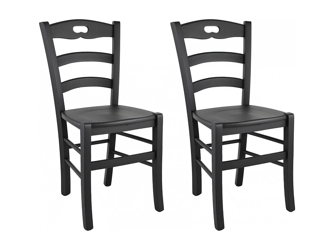 SUZY - Lot de 2 Chaises Laquées Noir et Assises en Bois