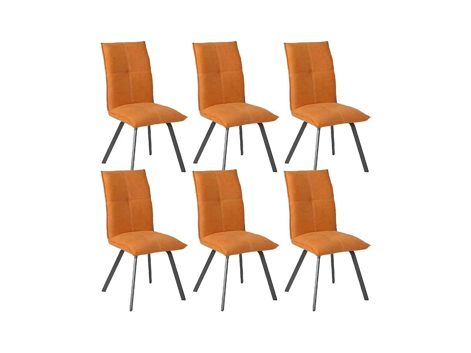 BISPO - Lot de 6 Chaises Tissu Coloris Orange