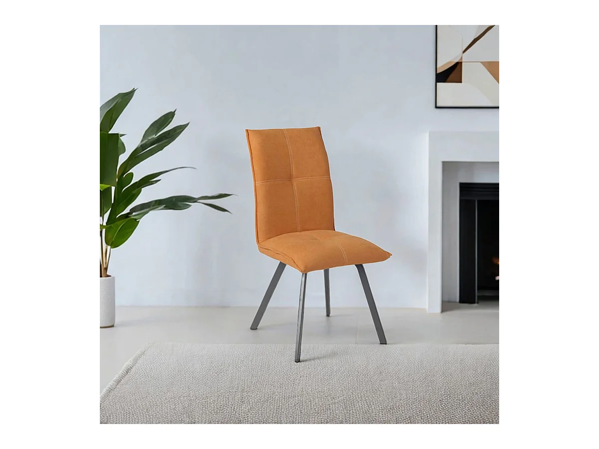 BISPO - Lot de 6 Chaises Tissu Coloris Orange