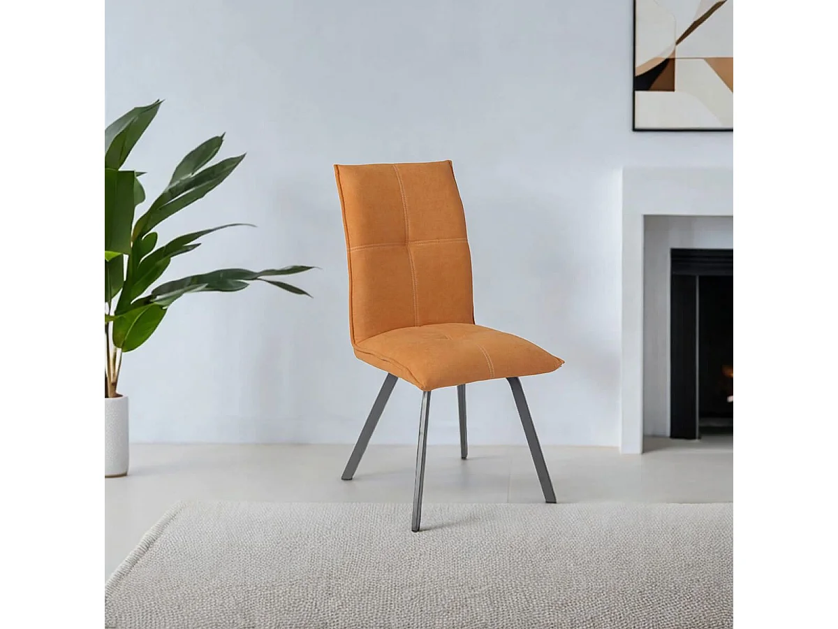 BISPO - Lot de 6 Chaises Tissu Coloris Orange