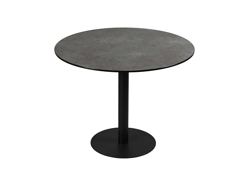 SADA - Table Repas Aspect Céramique Pied Central Anthracite