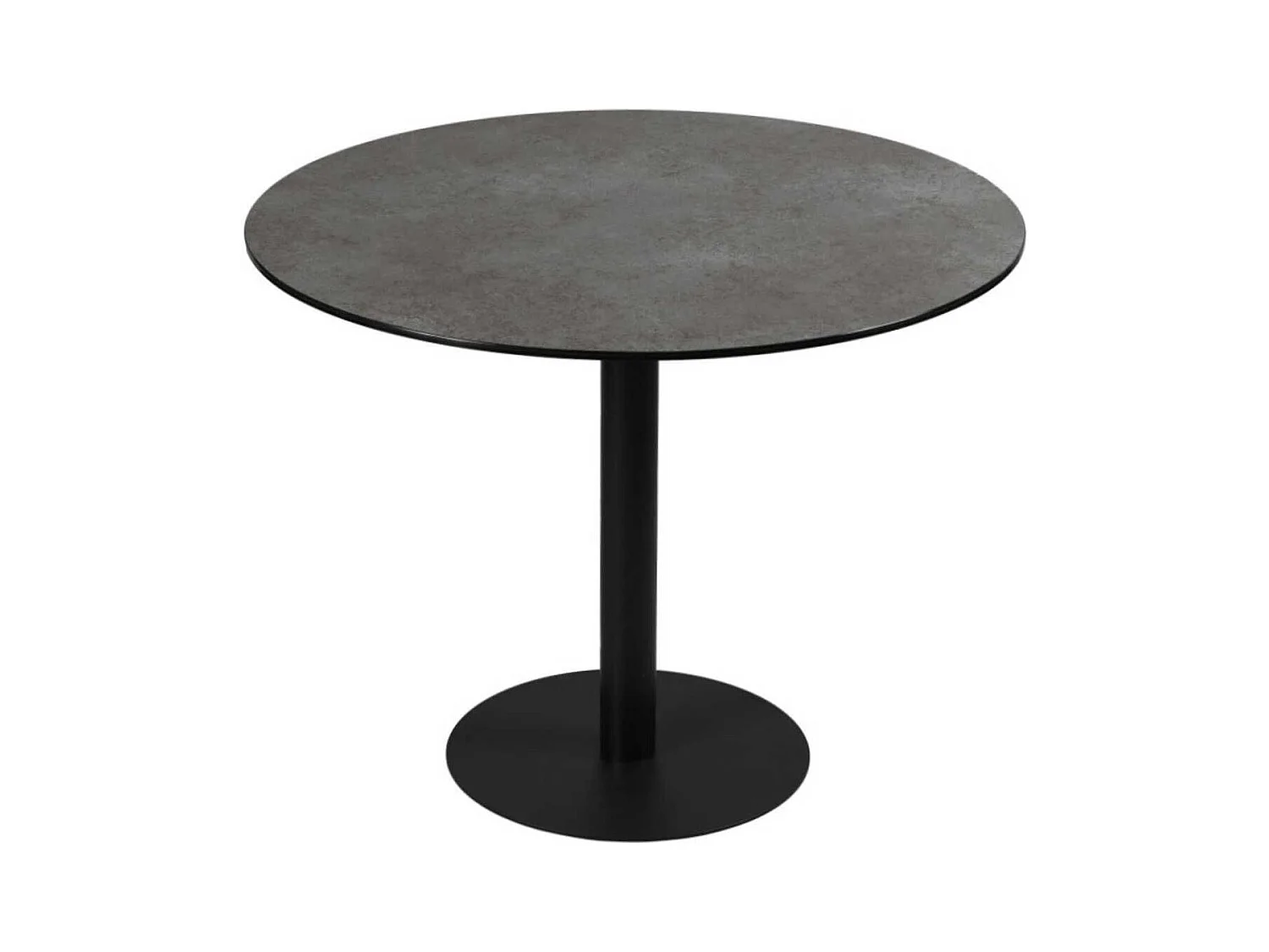 SADA - Table Repas Aspect Céramique Pied Central Anthracite