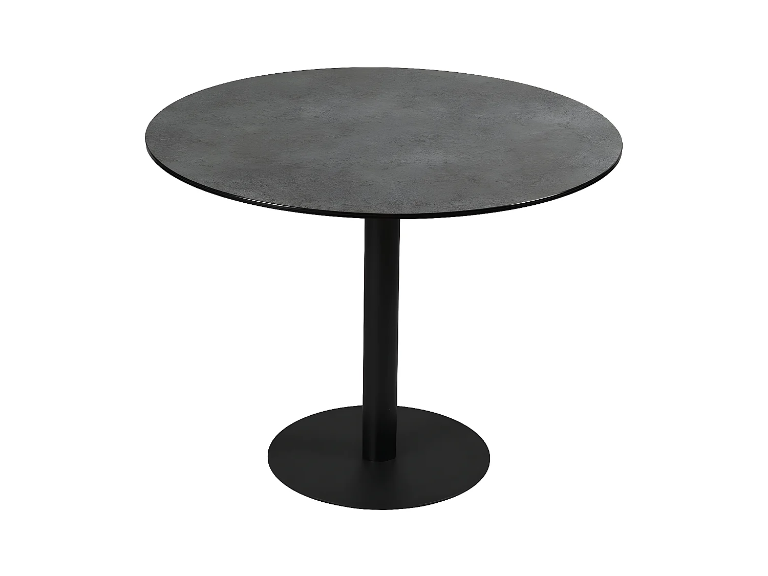 SADA - Table Repas Aspect Céramique Pied Central Anthracite
