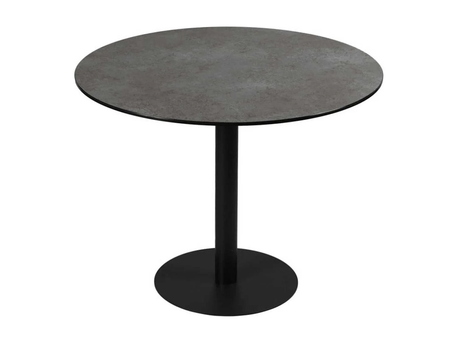 SADA - Table Repas Aspect Céramique Pied Central Anthracite