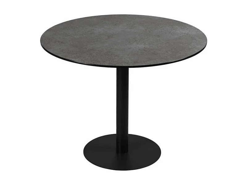 SADA - Table Repas Aspect Céramique Pied Central Anthracite