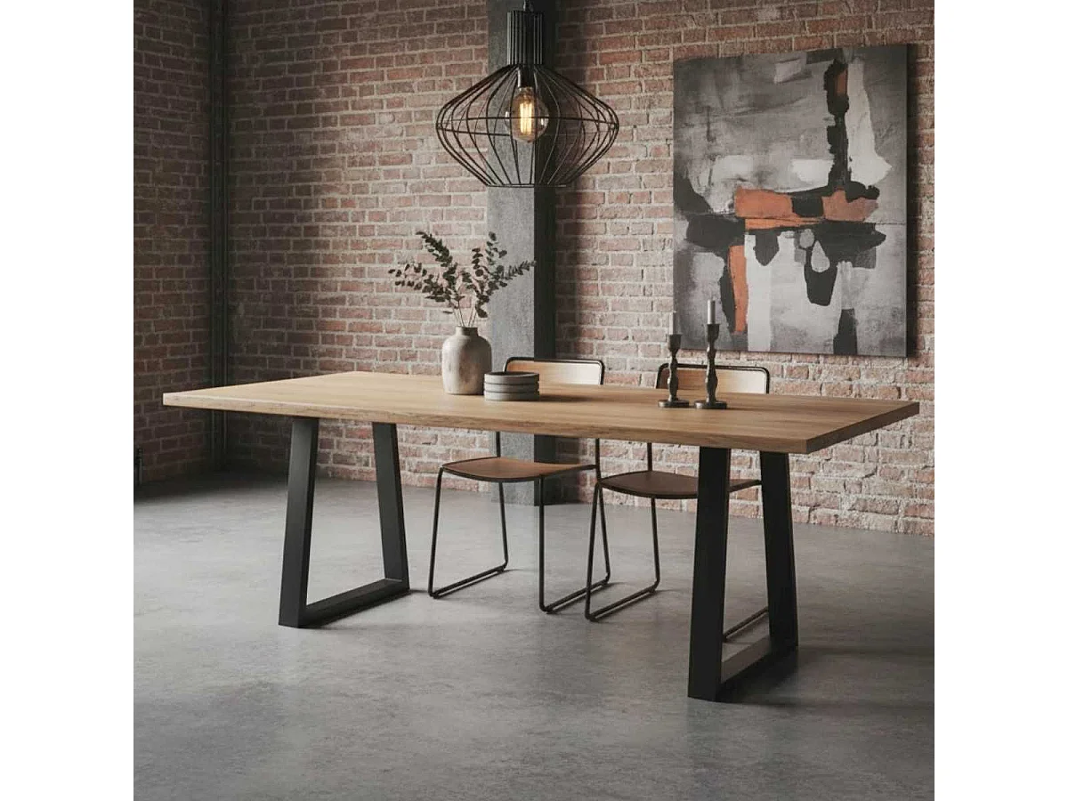 BOWNA - Table 200cm en Acacia Massif et Métal Noir