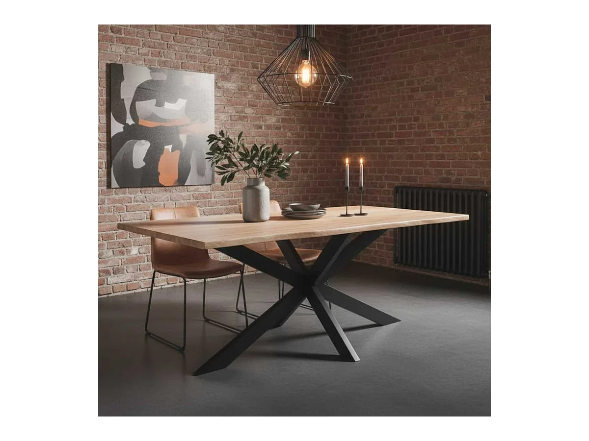 BOWNA - Table 200cm en Acacia Massif Piètement Etoile