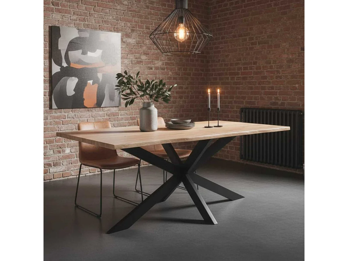 BOWNA - Table 200cm en Acacia Massif Piètement Etoile