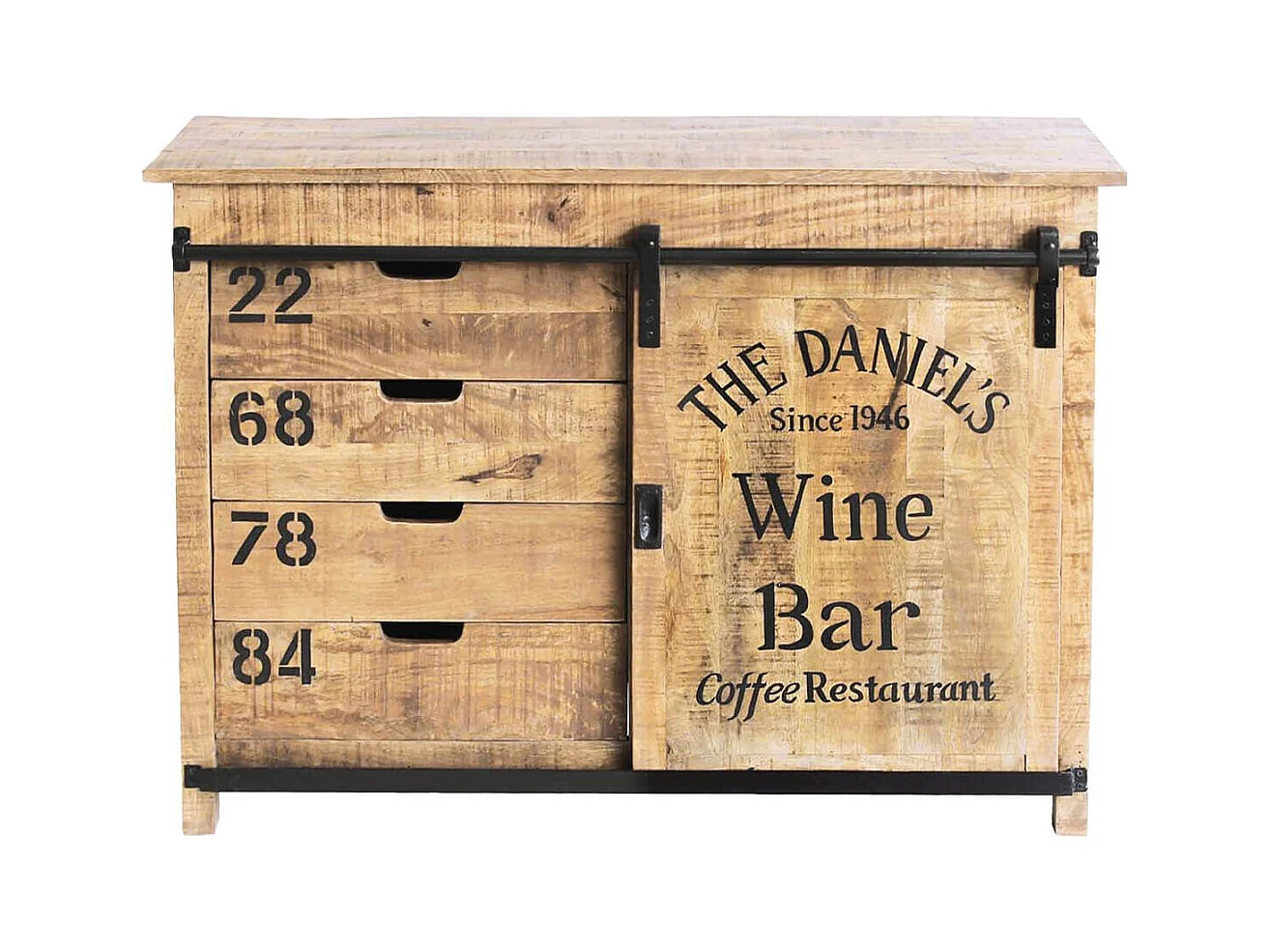 POPPY - Meuble de Rangement en Manguier Motif "Wine Bar"