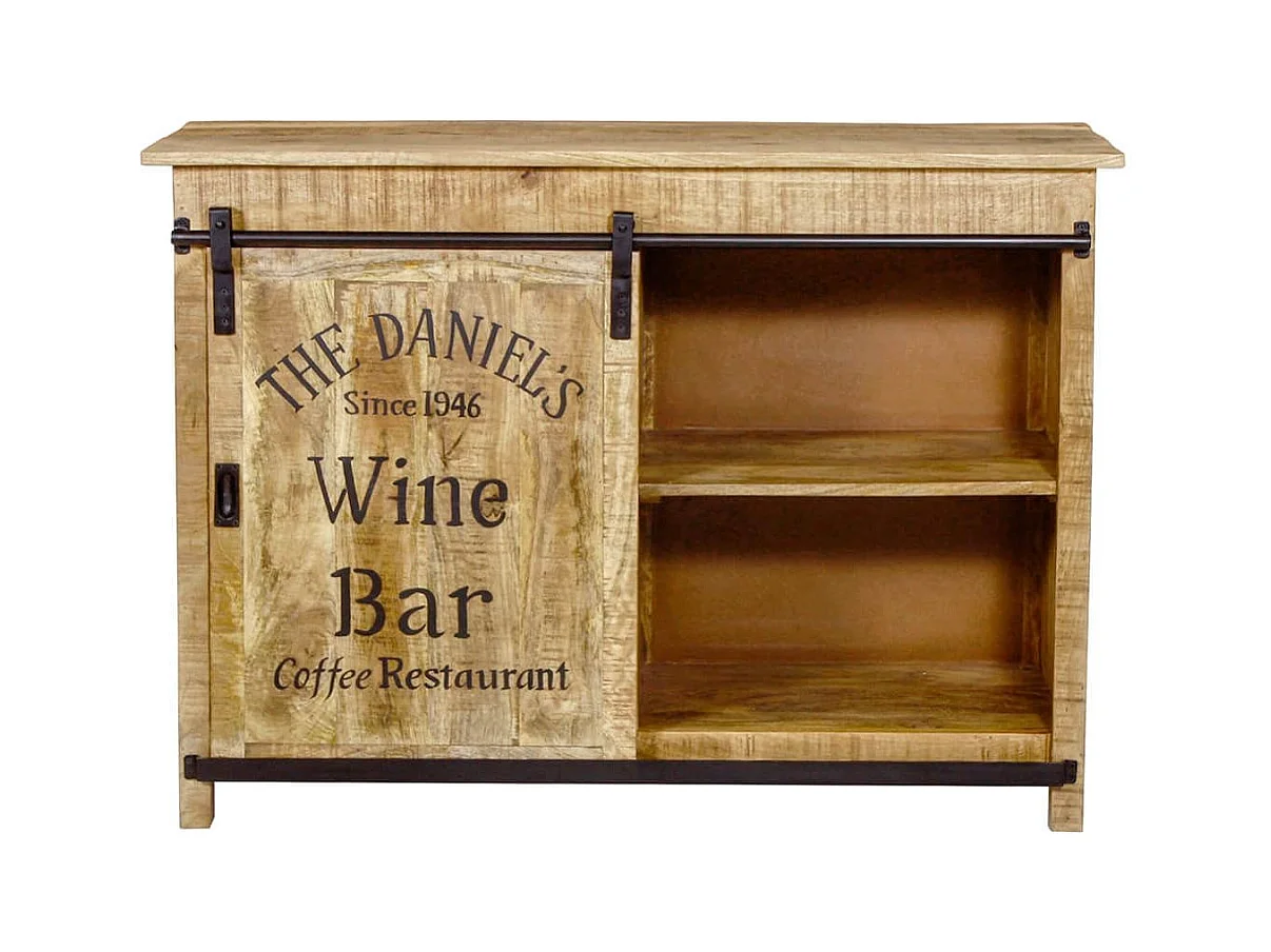 POPPY - Meuble de Rangement en Manguier Motif "Wine Bar"