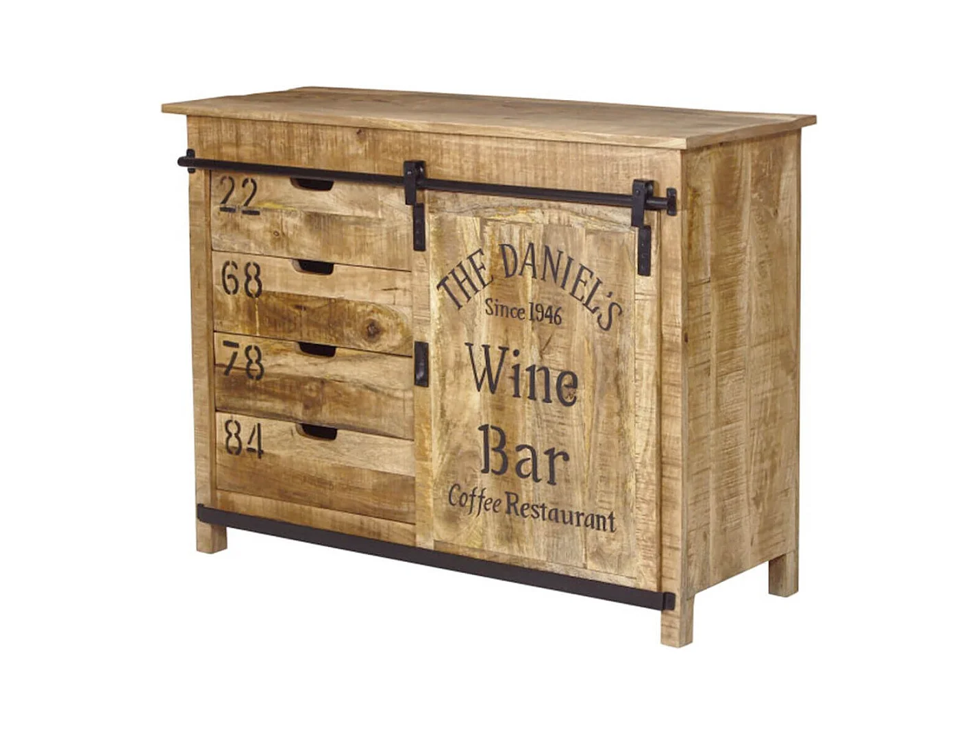 POPPY - Meuble de Rangement en Manguier Motif "Wine Bar"