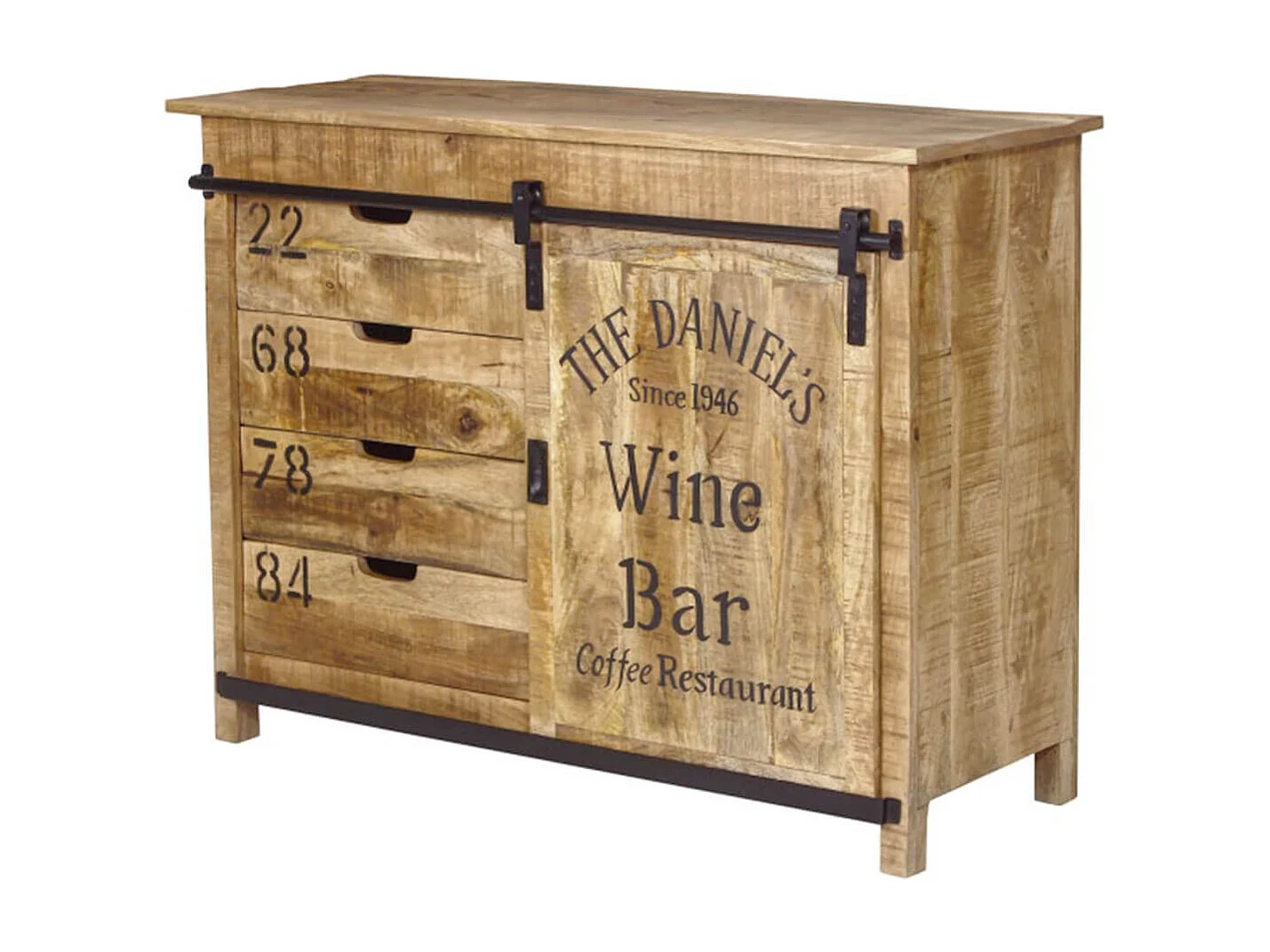 POPPY - Meuble de Rangement en Manguier Motif "Wine Bar"