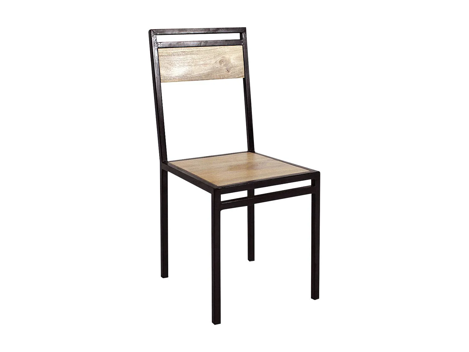 Conjunto de 2 sillas industriales de madera de mango negro para salón y comedor