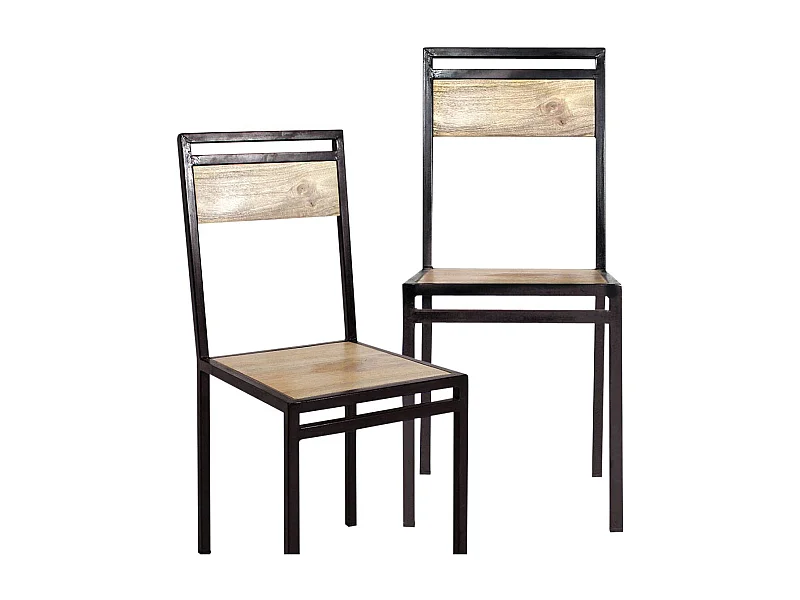 Conjunto de 2 sillas industriales de madera de mango negro para salón y comedor