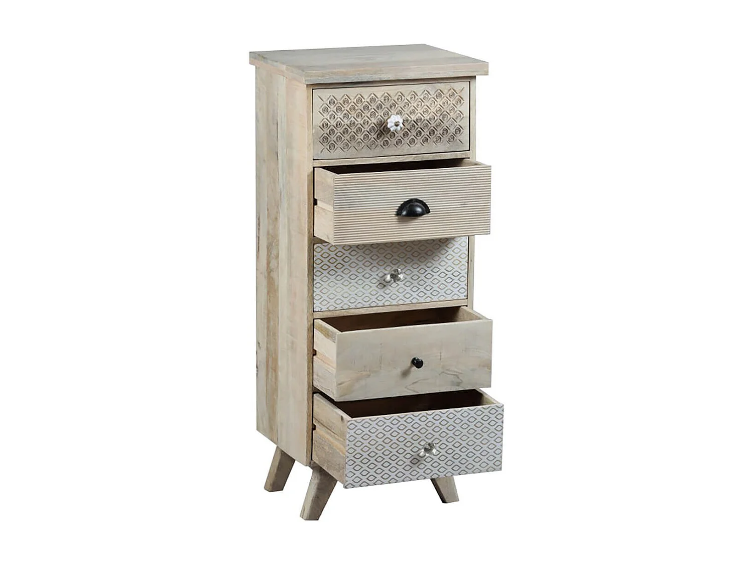 TROMSO - Chiffonnier 5 Tiroirs en Manguier Massif Clair