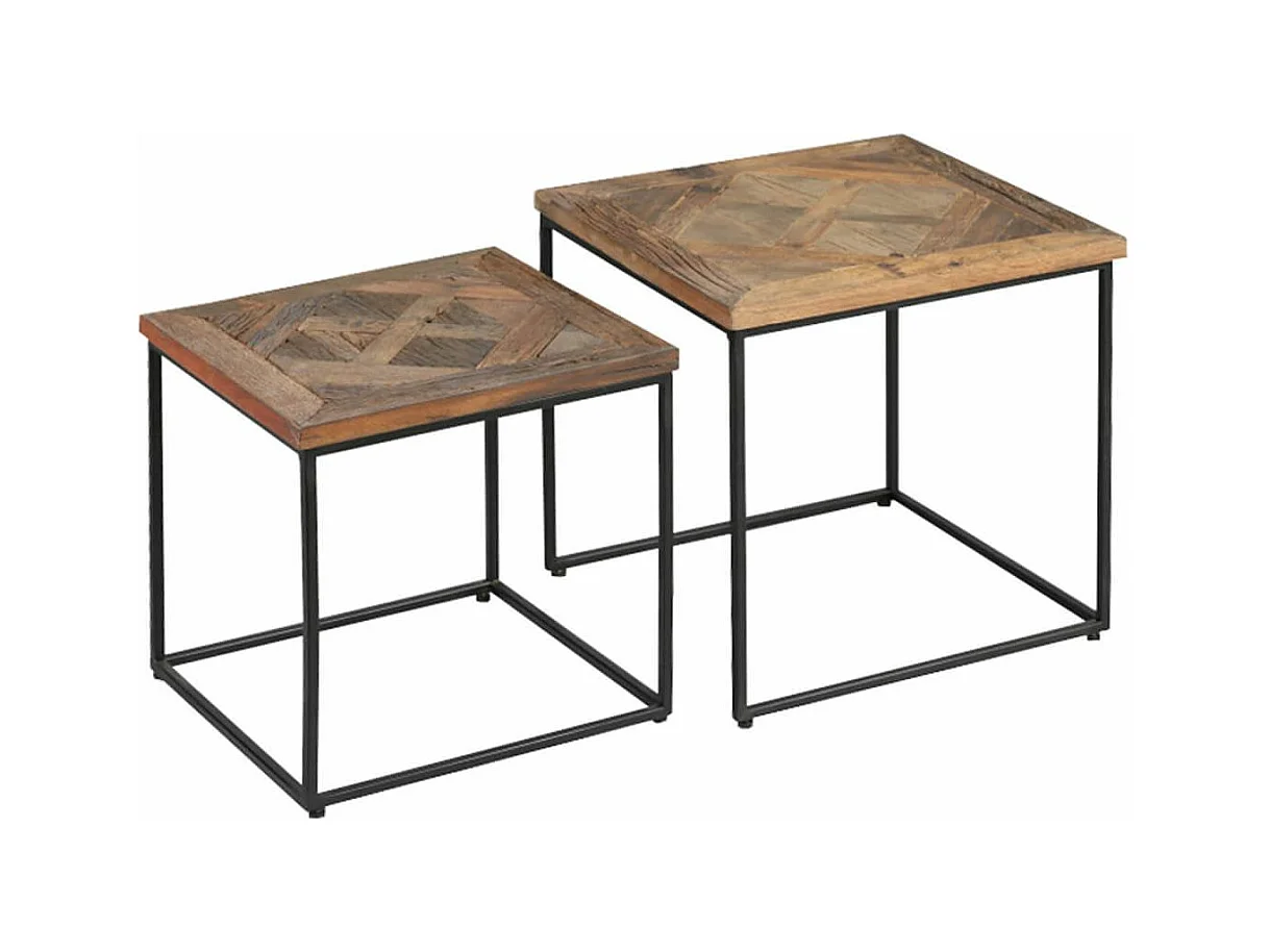 MANEA - Lot de 2 Tables Gigognes en Manguier Massif Recyclé