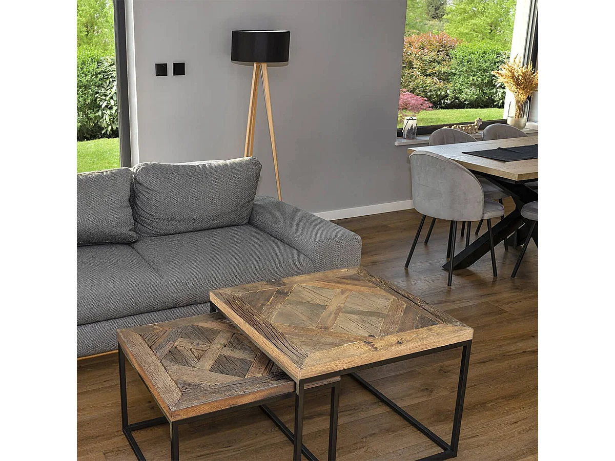 MANEA - Lot de 2 Tables Gigognes en Manguier Massif Recyclé