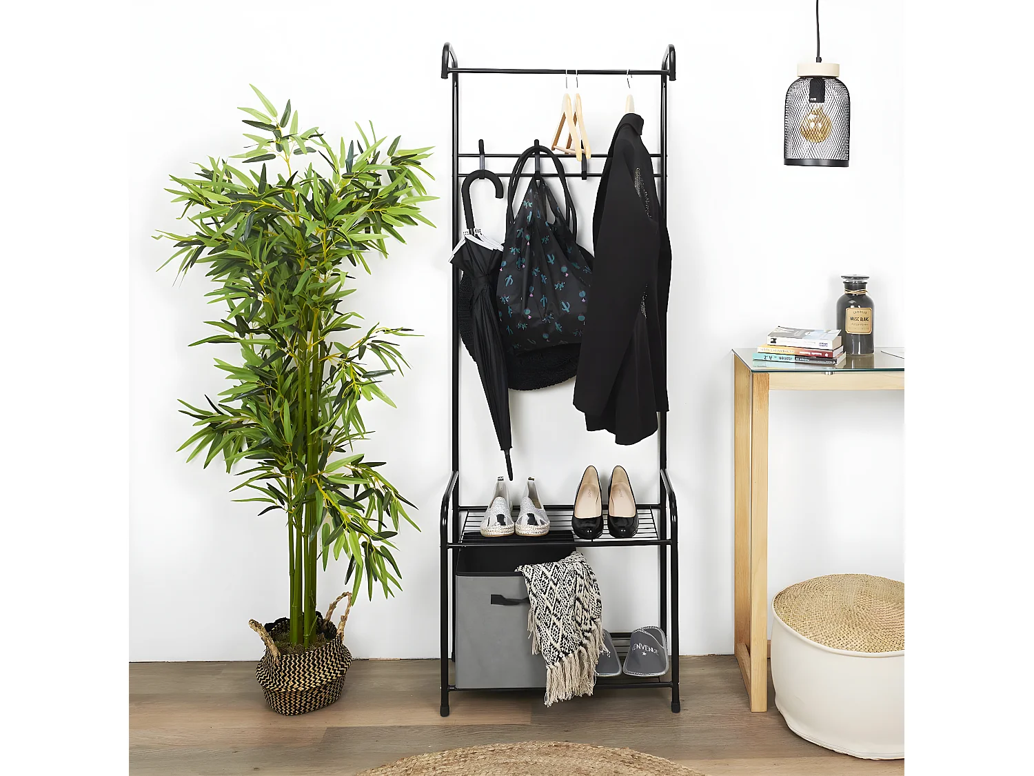 WELCOME - Penderie d'Entrée 2 Etagères 4 Crochets