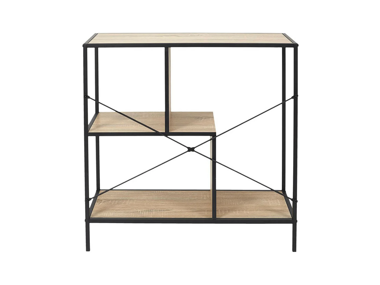 ENDIS - Etagère 3 Niveaux Aspect Bois et Métal Noir