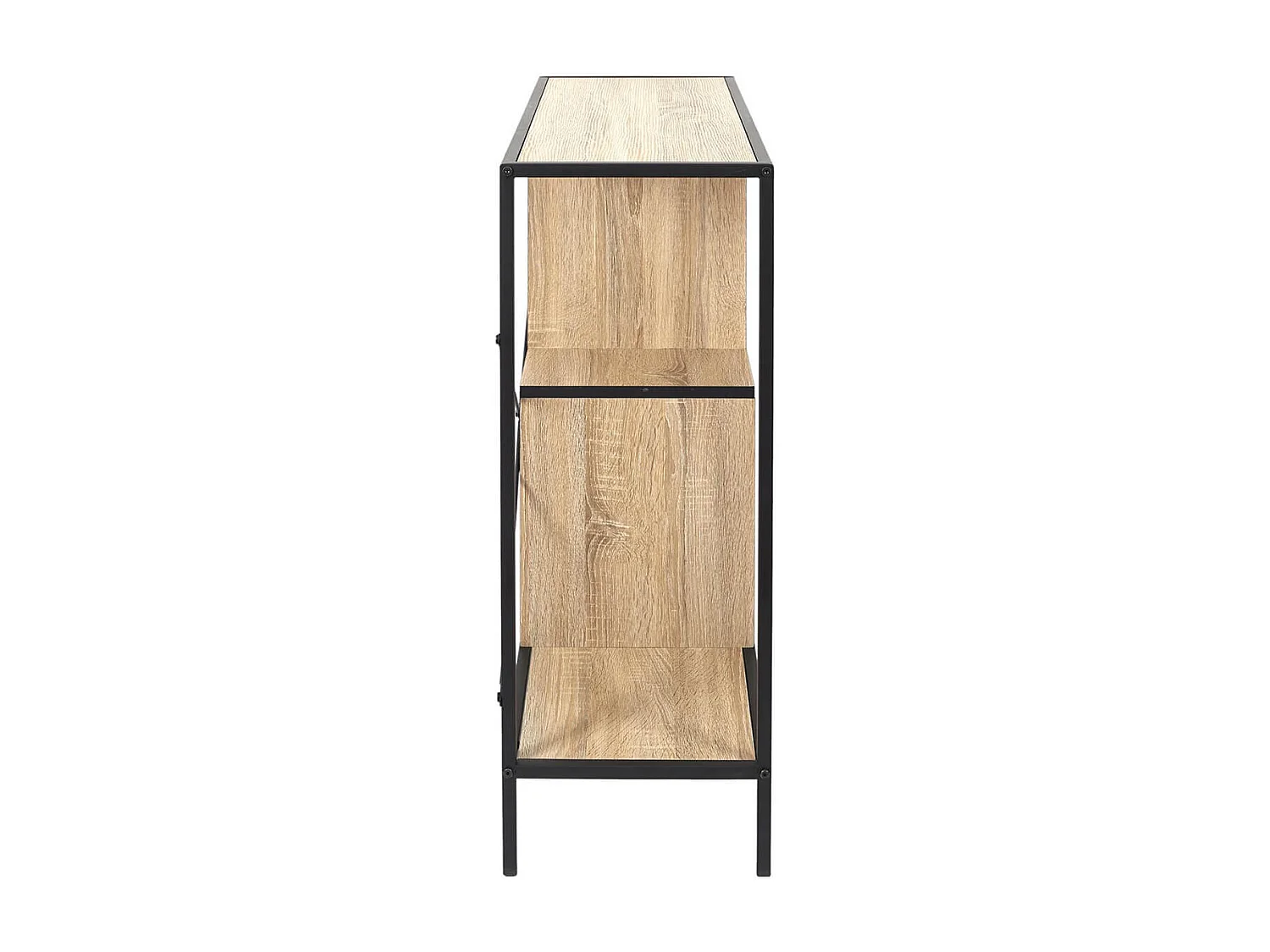 ENDIS - Etagère 3 Niveaux Aspect Bois et Métal Noir