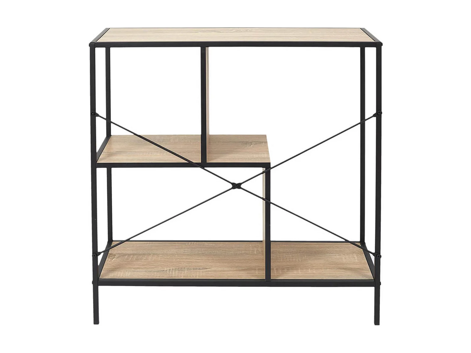 ENDIS - Etagère 3 Niveaux Aspect Bois et Métal Noir