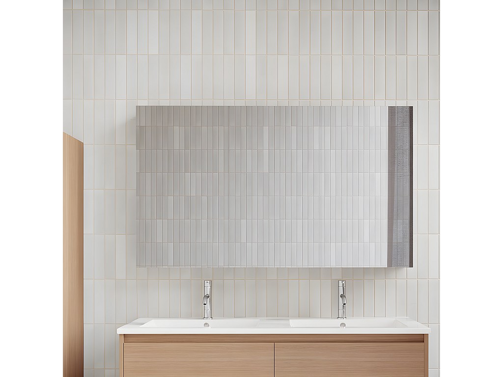 Armoire de toilette blocmiroir FORTINA largeur 120 cm chêne clair