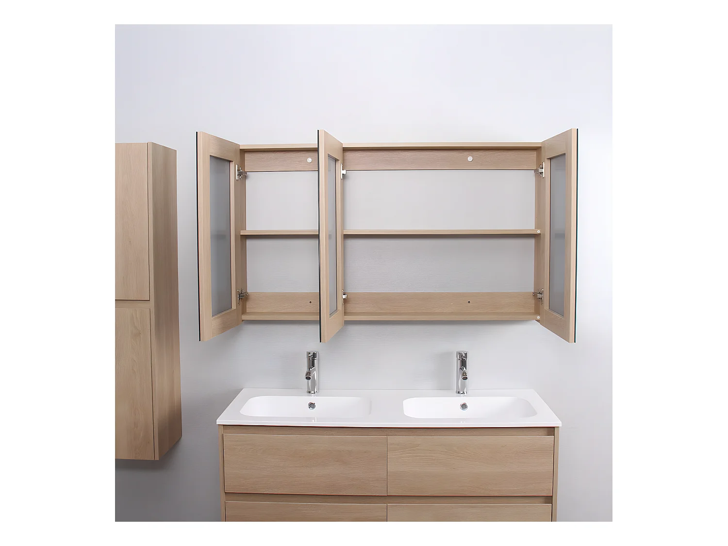 Armario espejo FORTINA ancho 120 cm roble claro