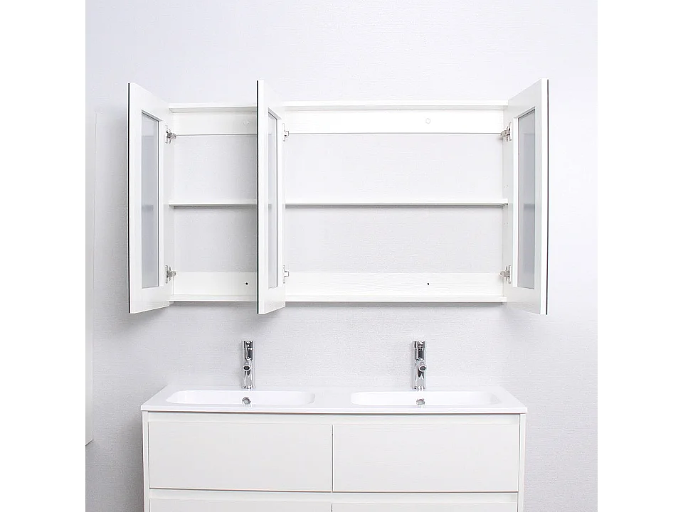 Armoire de toilette bloc-miroir FORTINA largeur 120 cm blanc