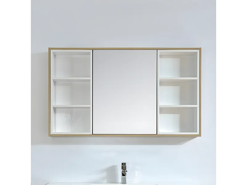 Designer Spiegelschrank mit Melamin Eiche Finish FRAME 120 cm