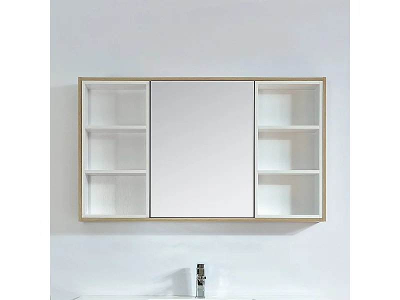 Armoire de toilette bloc-miroir 120 cm FRAME finition mélaminé chêne