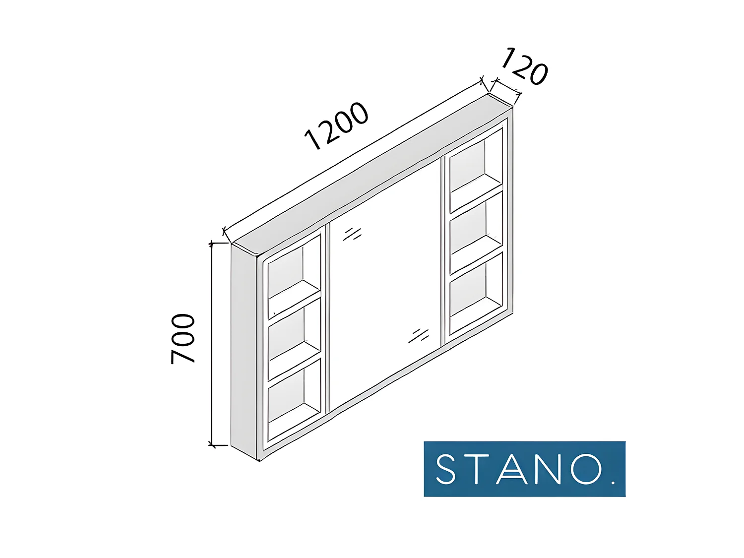 Armario espejo de 120 cm FRAME color roble