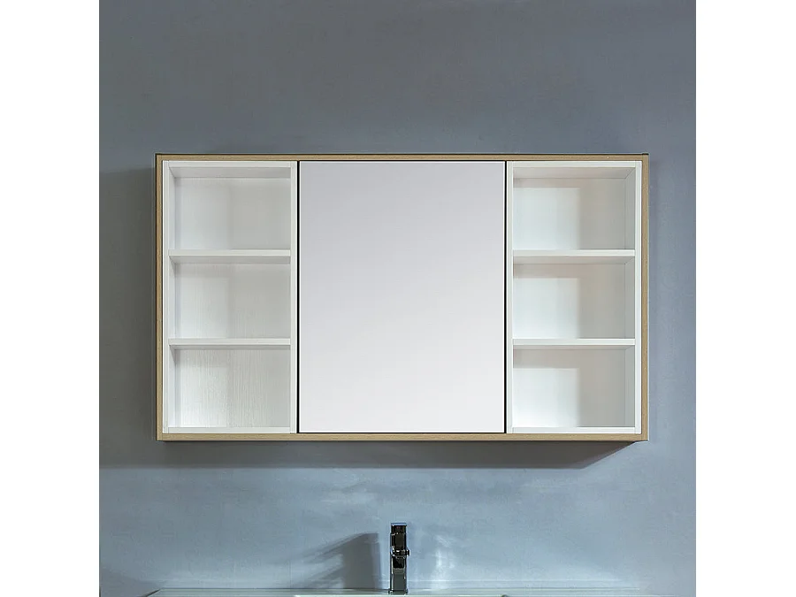 Armoire de toilette bloc-miroir 120 cm FRAME finition mélaminé chêne