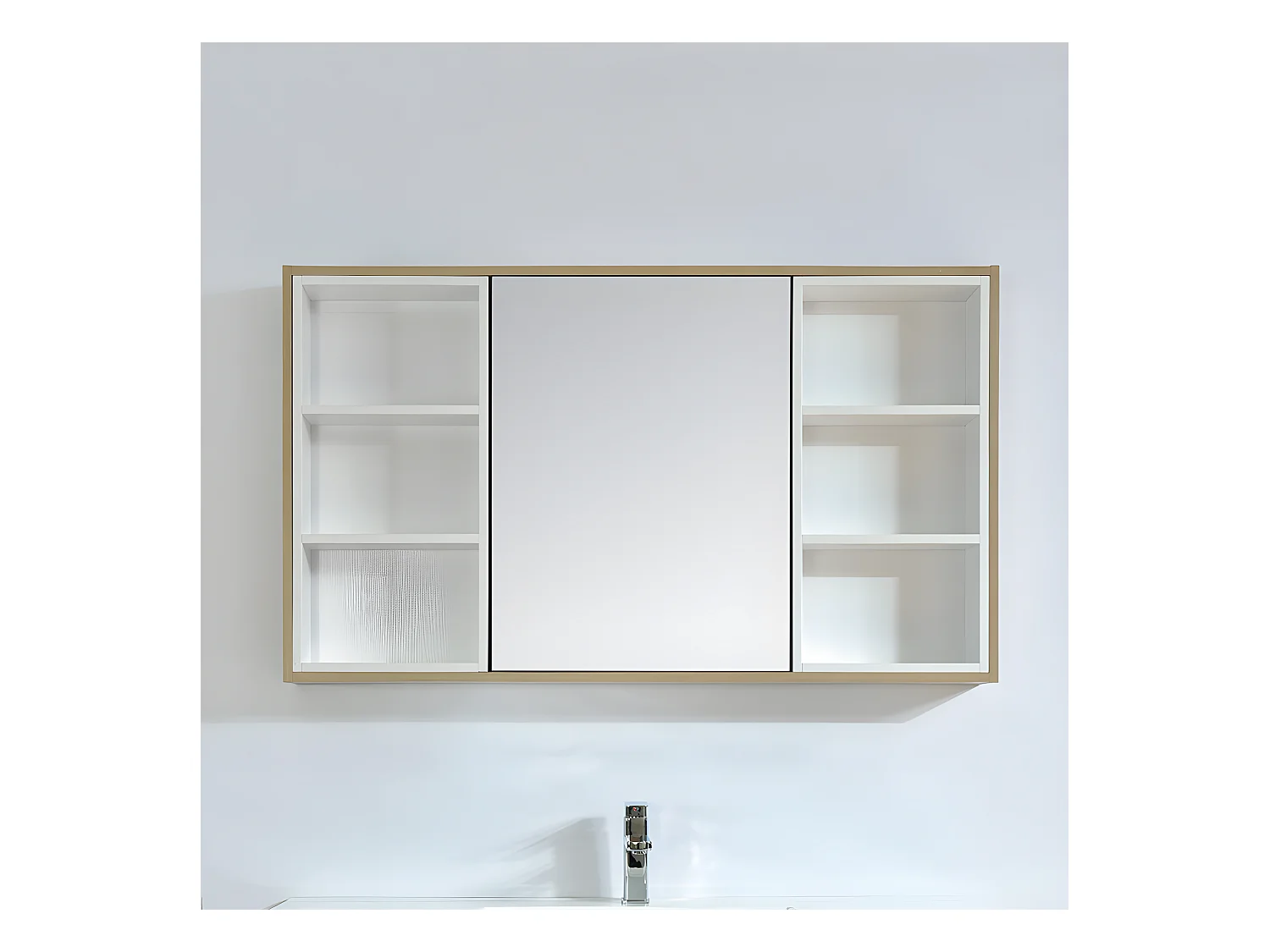 Designer Spiegelschrank mit Melamin Eiche Finish FRAME 120 cm