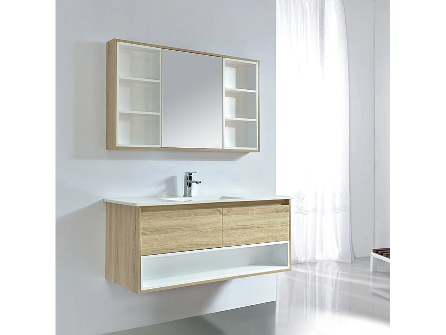 Armario espejo de 120 cm FRAME color roble