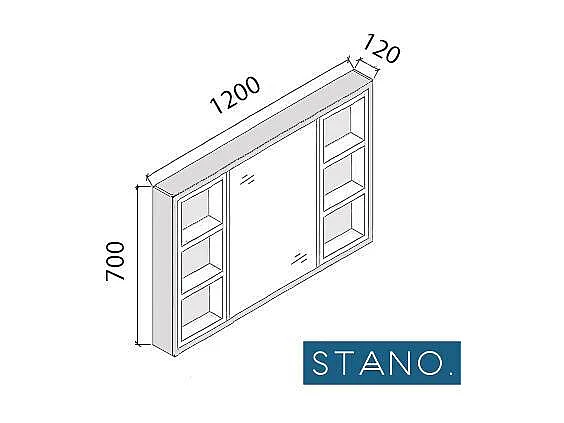 Armario espejo de 120 cm FRAME color roble